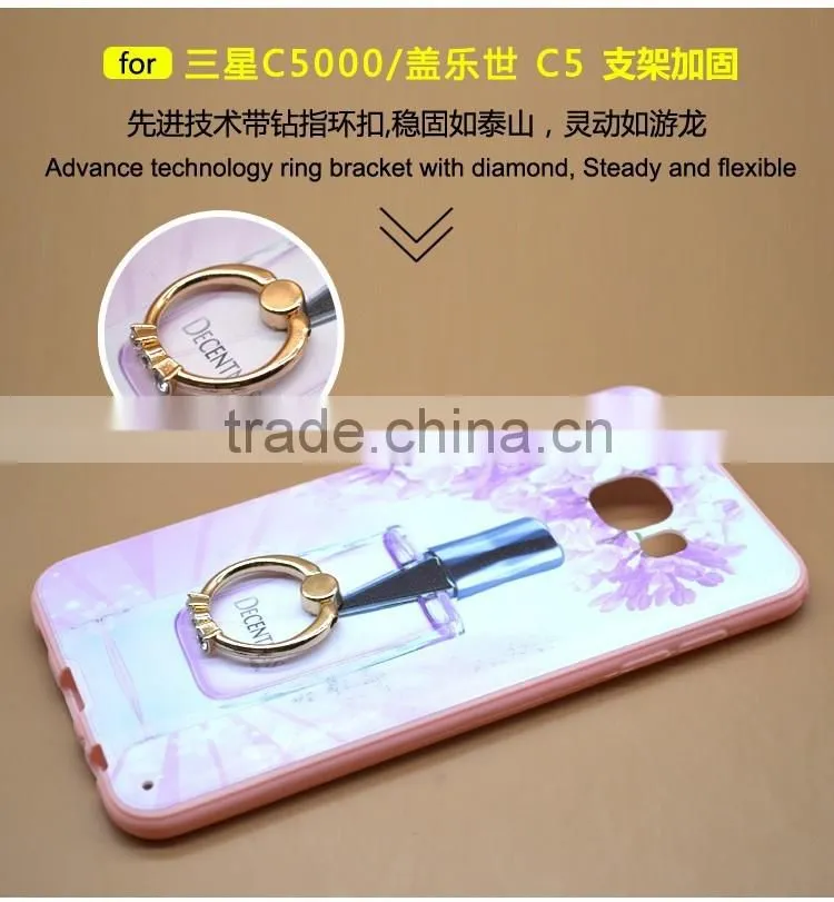Newest Fashion Ring Holder For Samsung C5 Phone Case Uv Prefume Printing TPU+PC 2 In 1 Hybrid