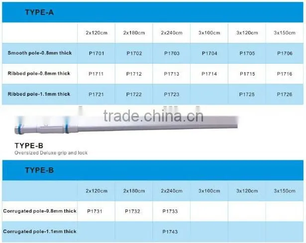 Blue or Silver Aluminum telescopic Pole with Standar Grip & Lock (Type-A), Telescopic Pool Pole, Aluminum Extension Pole