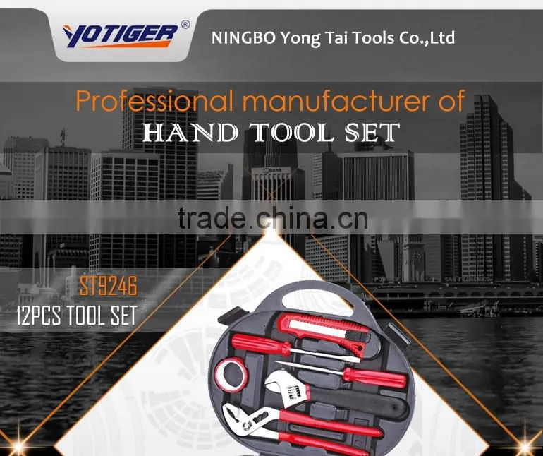 12Pcs Round Tool Set with Hand Tools, High Quality Hand Tool Kit