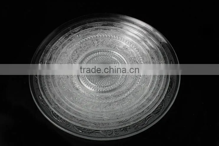 green glass dinner plates with flower design