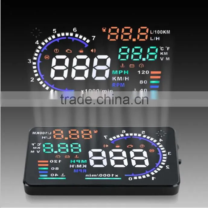 Car styling Universal Car hud head up display A8 5.5" GPS speedometer Smart Digital car speedometer OBD2 Interface