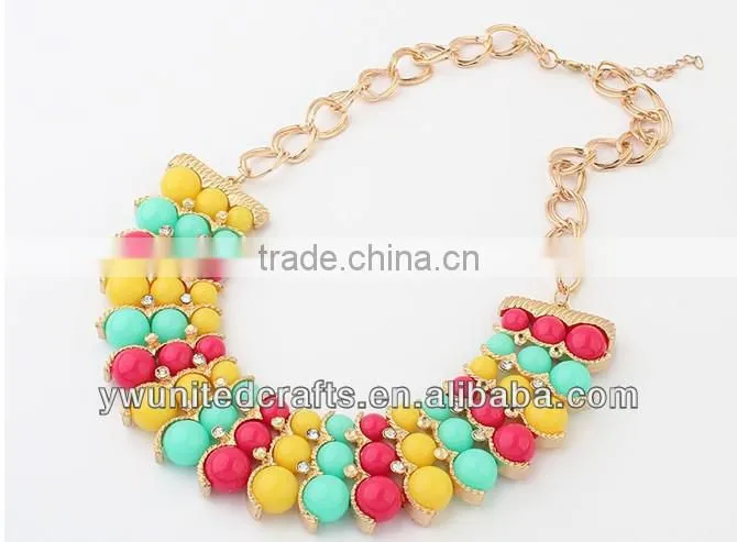 OEM and ODM 2014 fashion alloy necklace eco-friendly bright colors