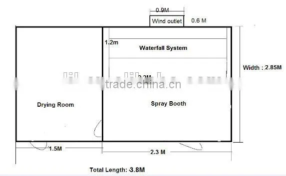 3.8m spray booth & spray booth oven & spray paint booth No.LYH-WTPM008