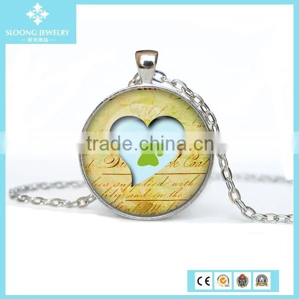 925 Hot Fashionable Silver Glass Heart Pendant Wholesale