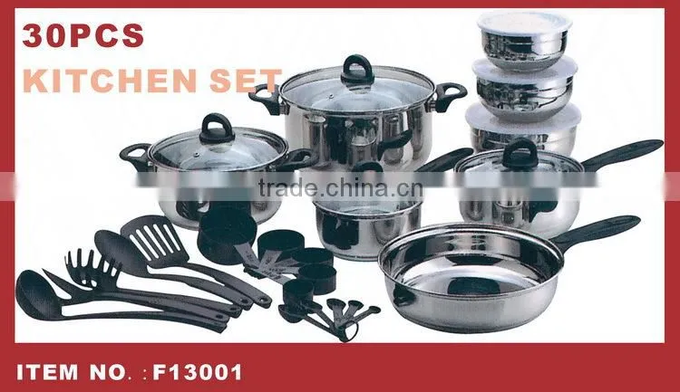 30pcs stainless steel induction cookware set