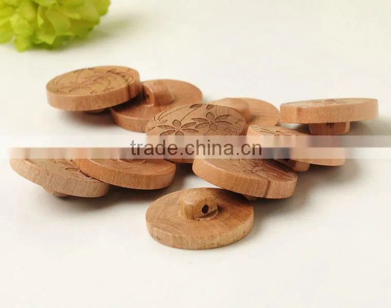 Natural Wood Material, Wood Shank Buttons with Logo Engraved On