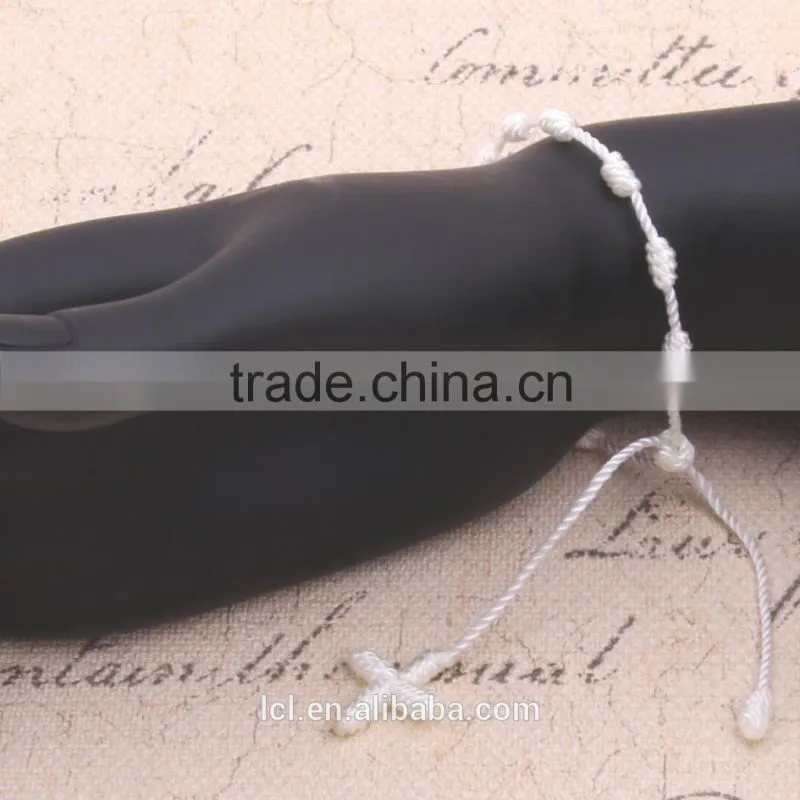 2015 new designs bracelet pure white & colorful rope cross bracelet jewelry hand made bracelet for woman cute girl childen