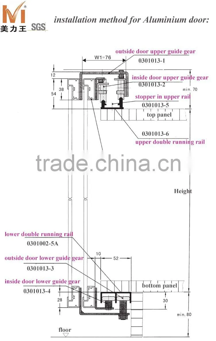 Funiture Heavy-duty Wardrobe Sliding Closet Door Roller Fittings Hardware System