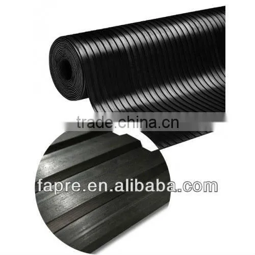 Black broad ribbed rubber matting