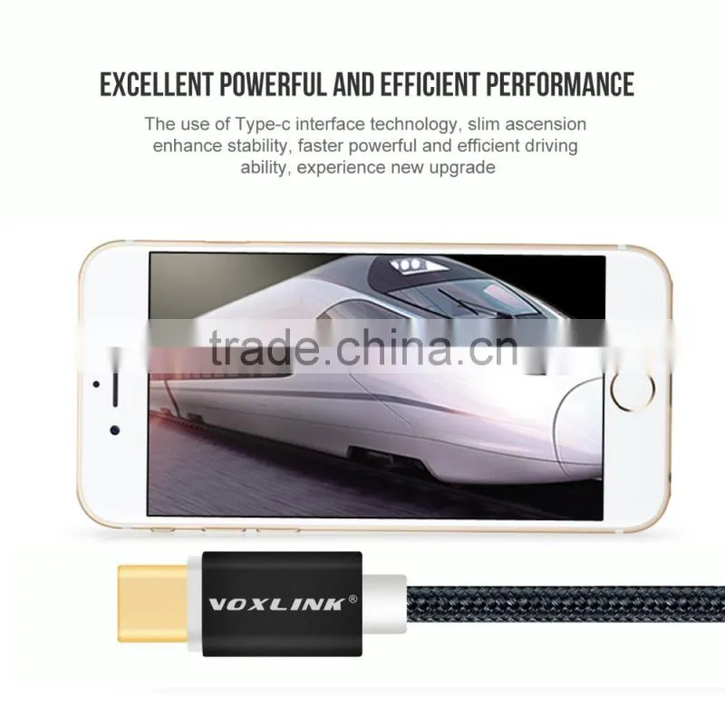 Voxlink 0.5m TYPE-C male to male mobile phone data cable charging cable nylon braided metal wire black