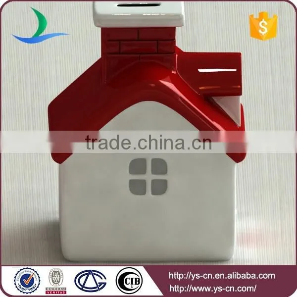 Wholesale kid's' favorite ceramic house shape piggy bank