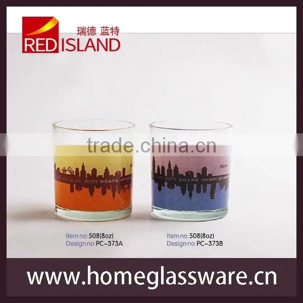 8oz glass cup with printing designs/water cup/printed glass cup