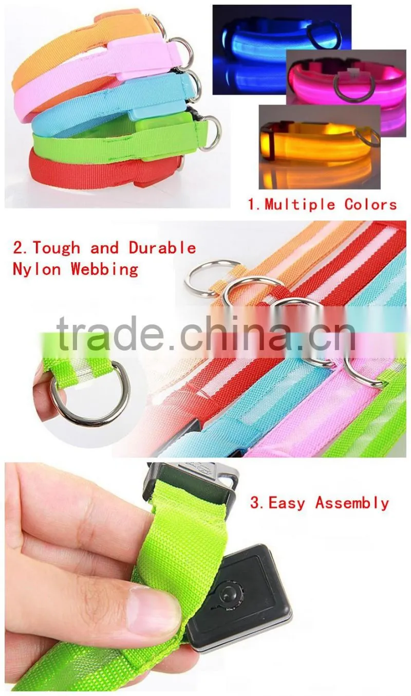 Night Safety Waterproof Nylon Adjustable LED Dog Collar