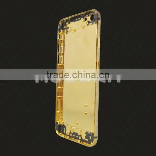 24K gold with partly diamond luxury back housing for iphone 6s/6s plus back cover,for iphone 6s gold housing diamond