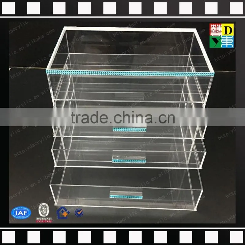 2016 Manufacturer supply acrylic 3 drawer counter top makeup organizer, acrylic 5 tiers drawers cosmetic organizer