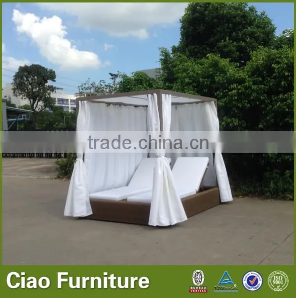 outdoor garden seaside sunbed double lounge day bed with curtain