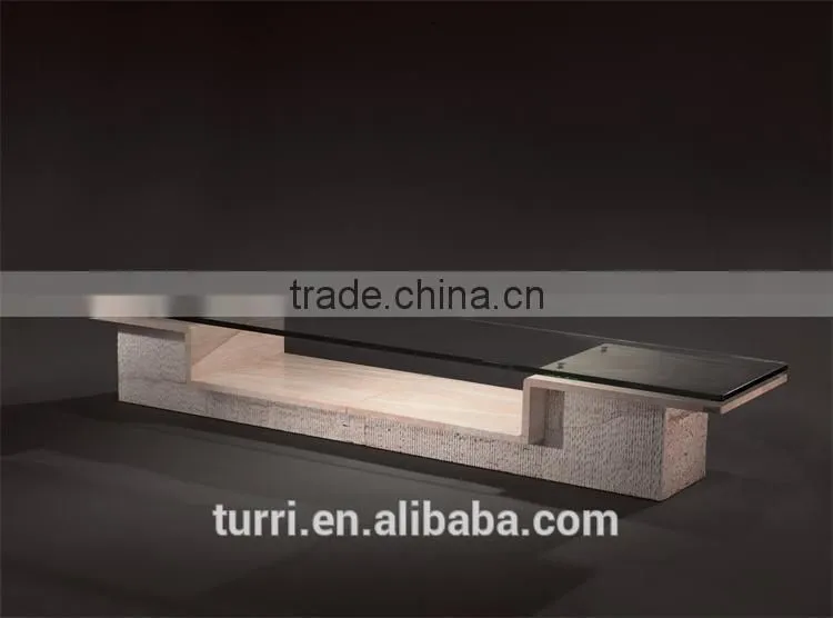 U shape design travertine base TV stand