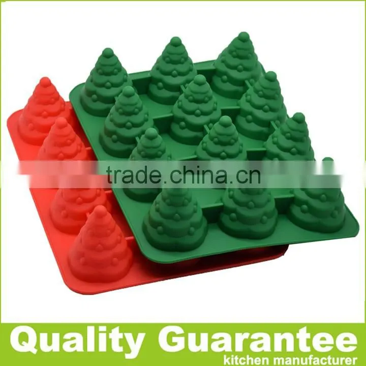 New design 12 cups silicone Christmas tree cake pan