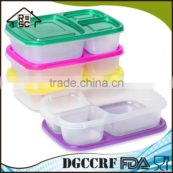 NBRSC Meal prep food containers 3 compartment stackable lunch box section bento box with Lids Durable Reusable