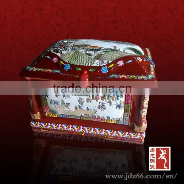 Gold glazed chinese dragon pattern high quality ceramic funeral souvenir ceramic urn for hot sale