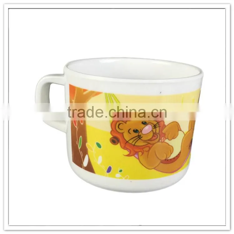 BPA free children safety plastic lion and hippo printing kids melamine mug