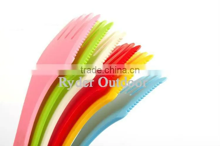 Yellow High Quality Camping Plastic Spork,Fork,Spoon,Knives