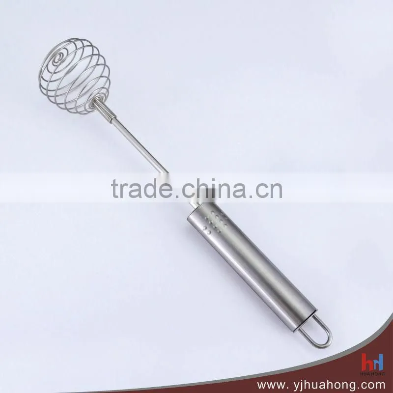 Wooden handle spiral spring wire whisk manual egg beater (HEW-43)