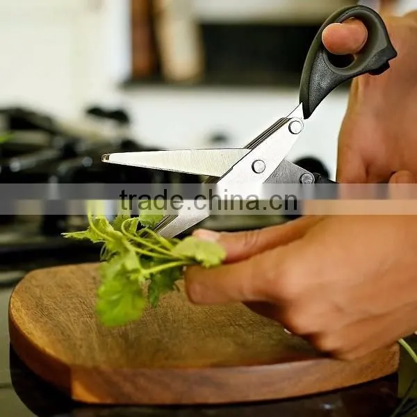 Kitchen Five Layers of Multilayer Stainless Steel Scissors Cut Green Onion Mince Coriander Laver