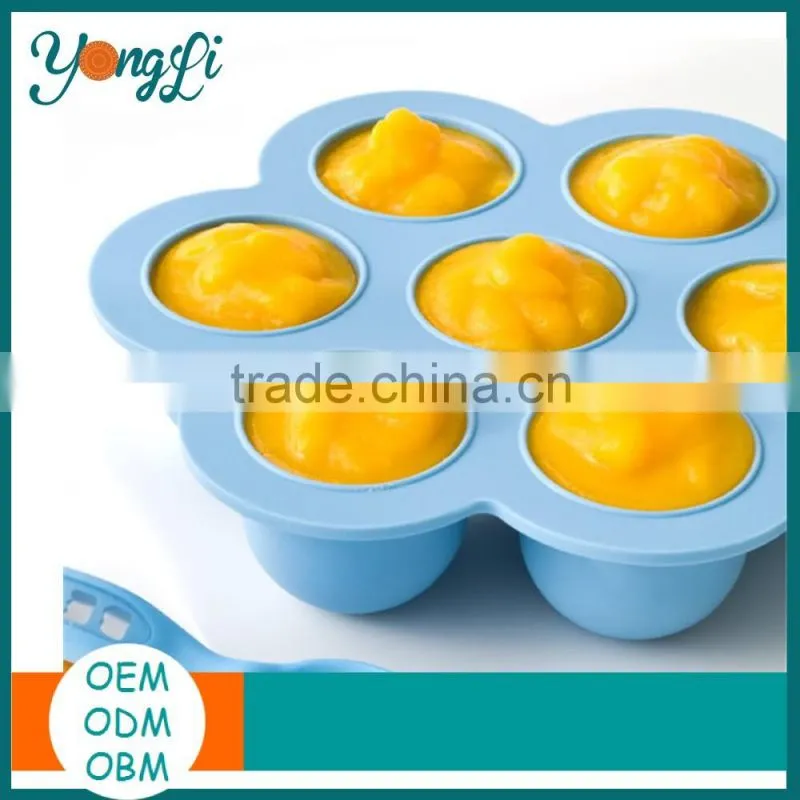 Food Grade 7 Compartments Silicone Ice Cream Freezer Container