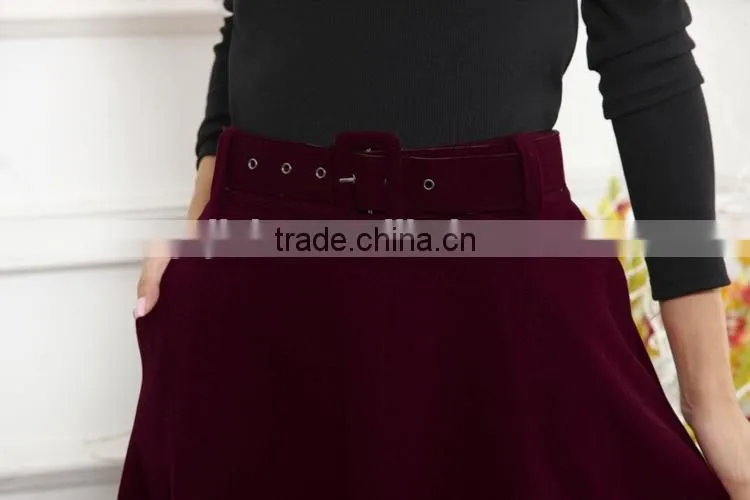 New arrival autumn winter wool skirt for women long skirt high waist pleated skirts women