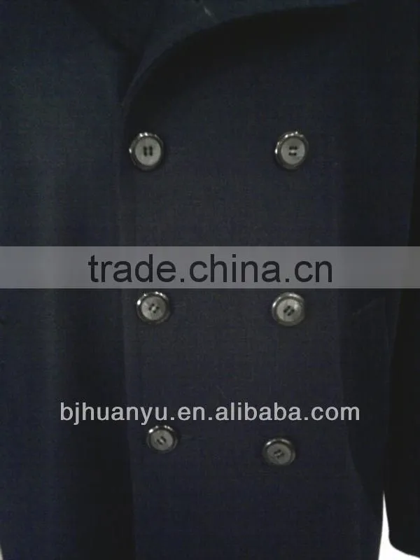 double breasted blue colour wool long overcoats for men
