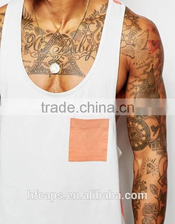 Fashion Men Plain Tank Top With a Pocket