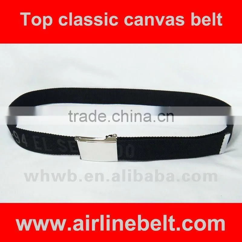 Hot selling color and raised logo for high standard canvas man belt