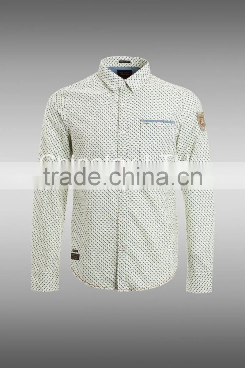 Fashion Long Sleeve Casual Design High Quality 100%Cotton Print Men Shirt
