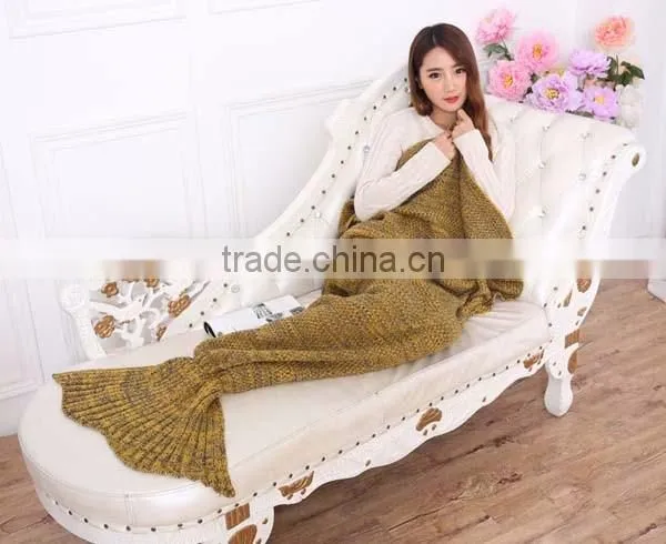 wholesale 2016 high quality winter Knitted Mermaid Tail Blanket