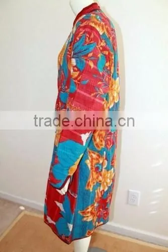 Long, Hand Quilted, Kantha Jacket, Coat -Fully Reversible