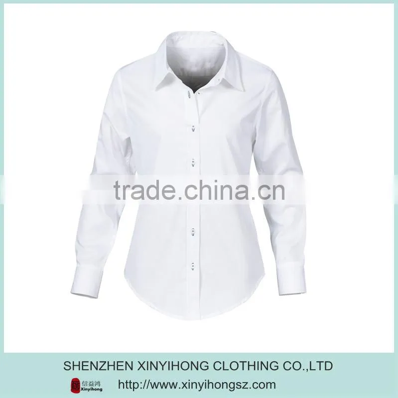 White Color Long Sleeve Cotton Lycra Women Formal Shirts Designs
