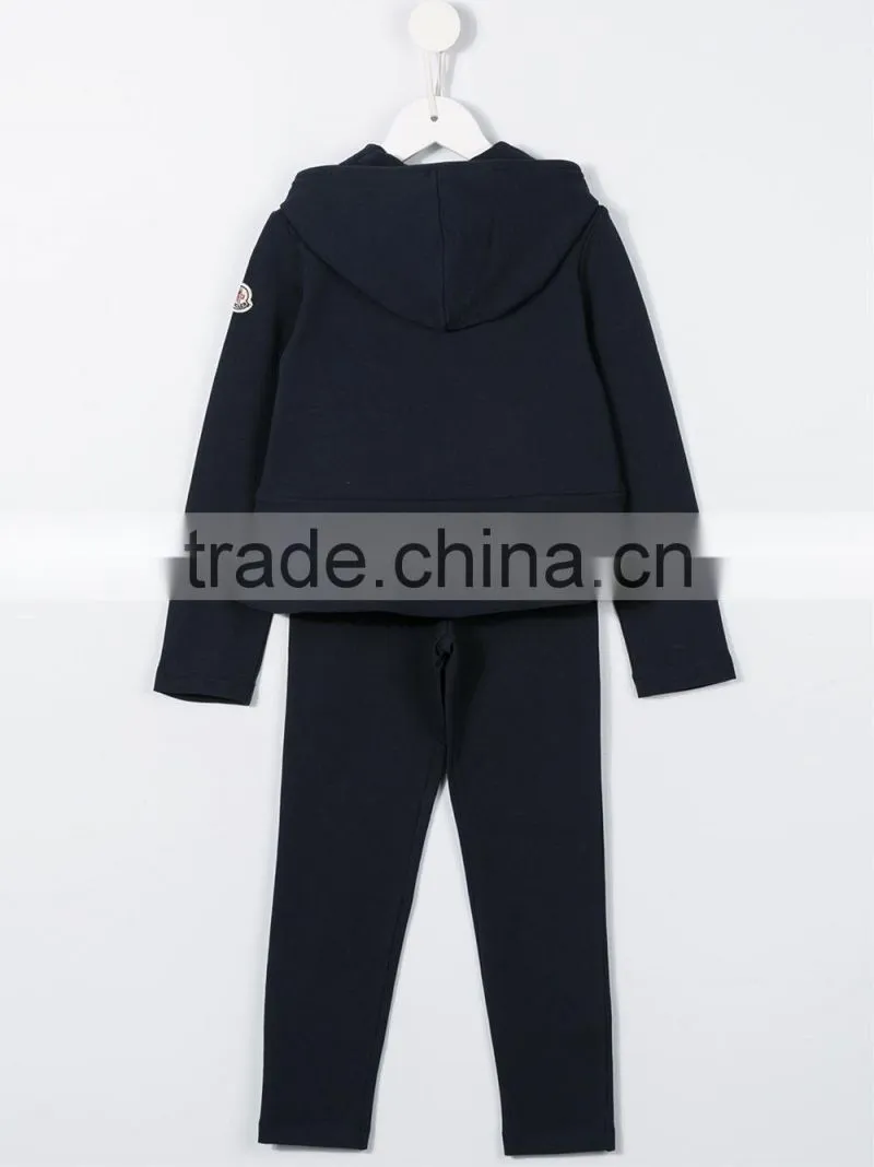 2017 new style children fashion contrast pocket tracksuit baby girl boutique clothing sets wholesale