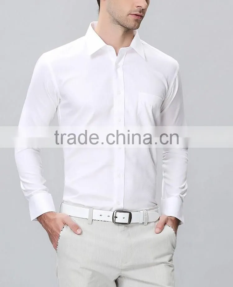 Wholesale pure cotton white shirts for men stylish quality men office shirts