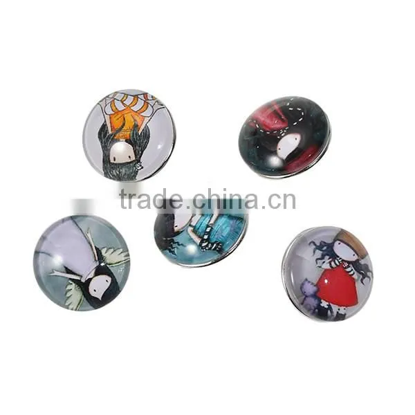 18mm Glass Fit Snap Button Bracelets Round Silver Tone At Random Girl Pattern