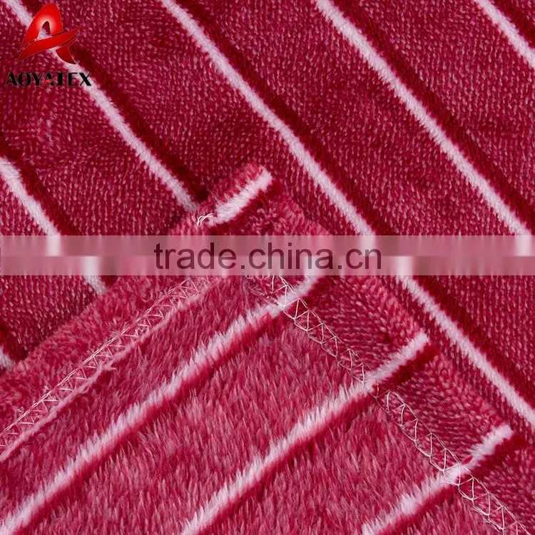 100 polyester warm stripe yarn dyed flannel fleece blanket