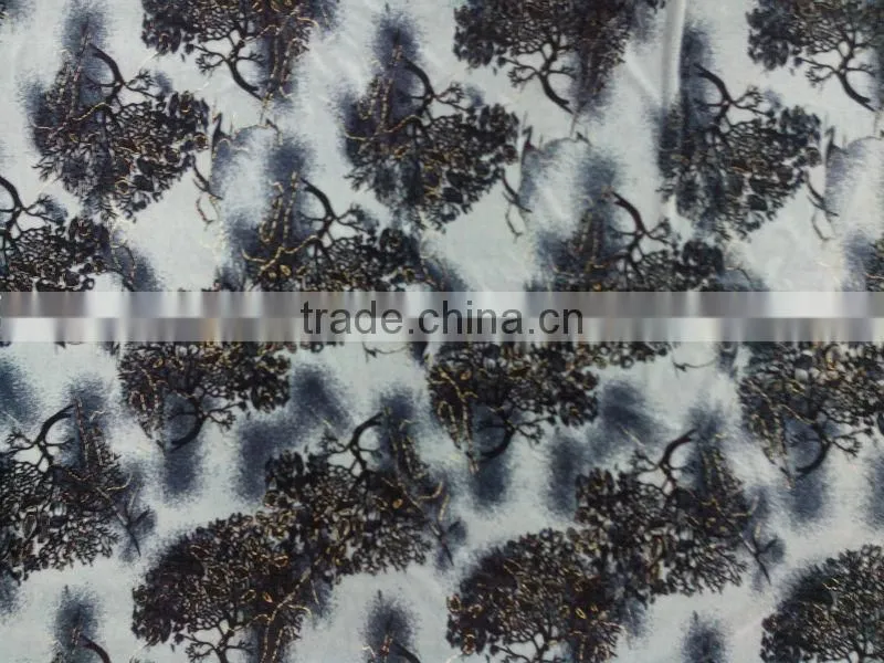 2014 New flower design printed gilding four way stretch velvet,high-class fashion velvet garment 4st
