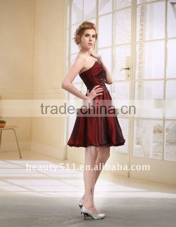 Astergarden Taffeta Knee Length Whole Sale Short Bridesmaid Dress D0007