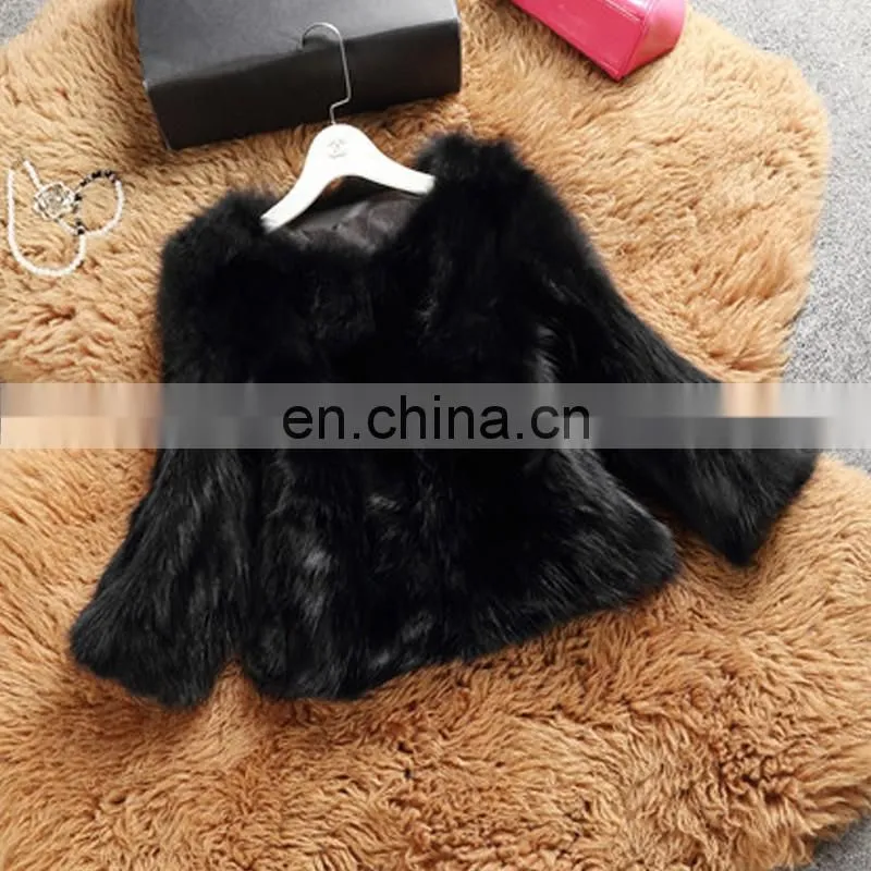 High quality winter fashion fur overcoat black raccoon fur clothing