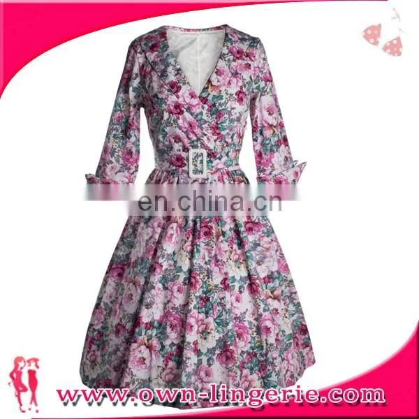 Retro Dress wholesale Classic women 1950s 3/4 sleeve vintage rockabilly swing dress/party dress/evening dress