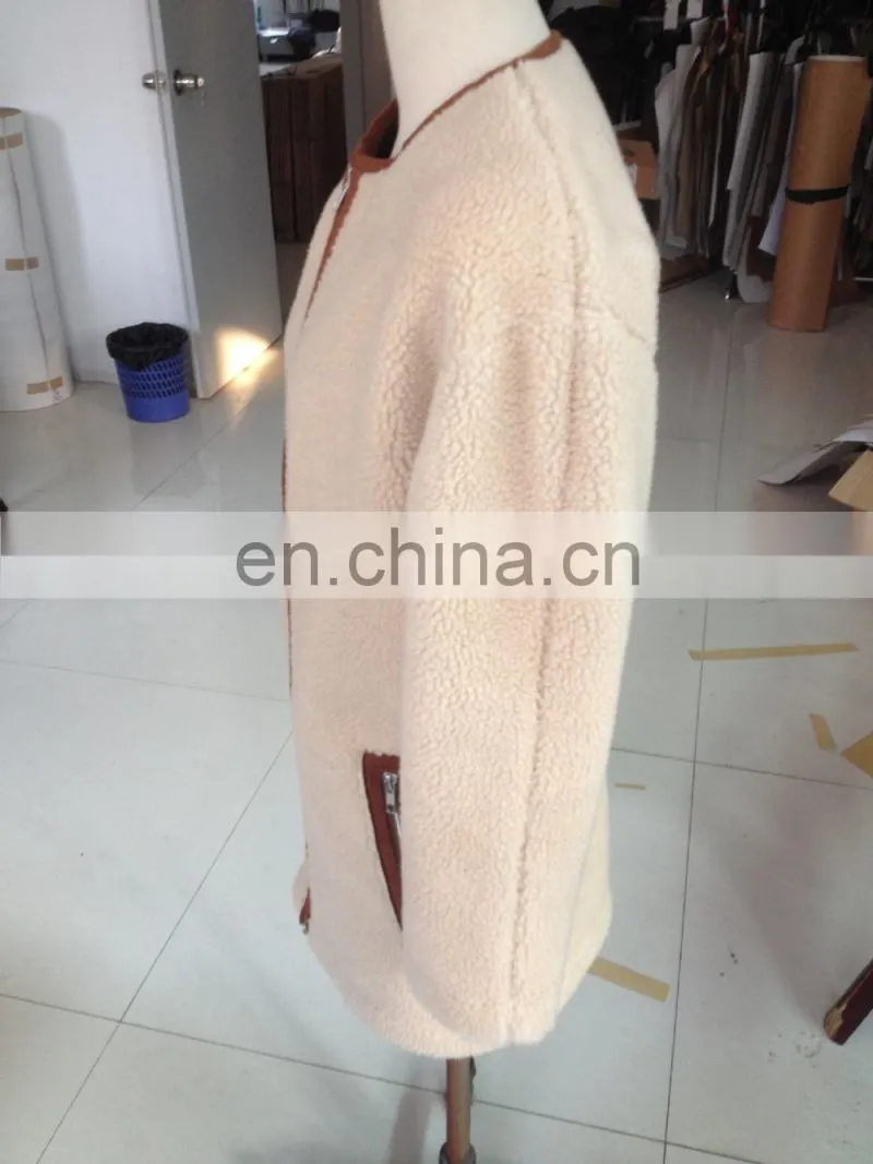 2015 ladies fake fur and fake suede bonding jacket
