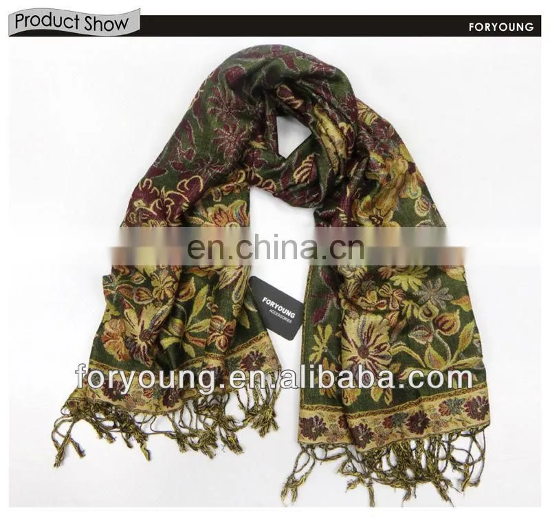 flower jacquard scarf