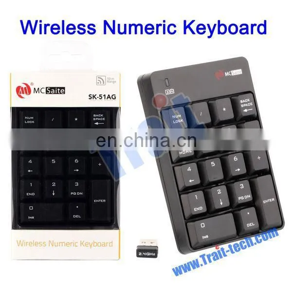 SK-51AG New USB Wireless Laptop Keyboard MC Saite Wireless Non-synchronous Notebook Computer Numeric Keyboard with 18 Keys