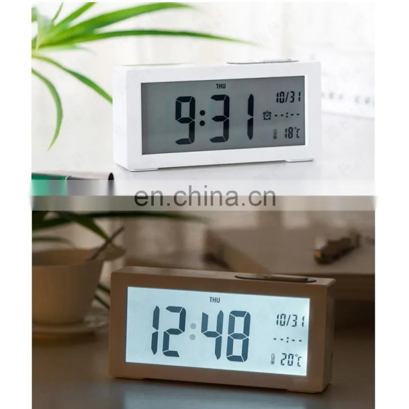 2017 new large LCD electronic digital morning clock with calendar and temperature for home