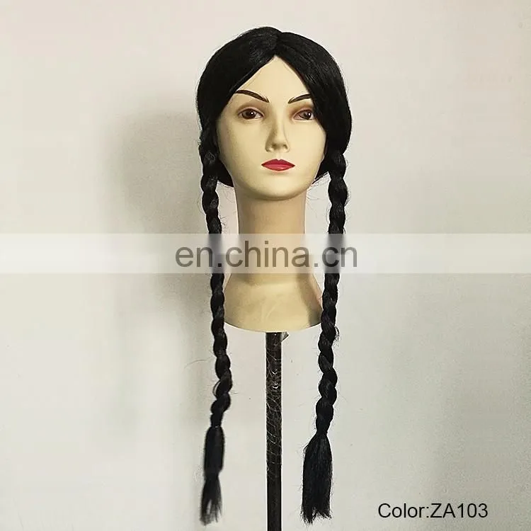 Black pigtail party wigs P-W229